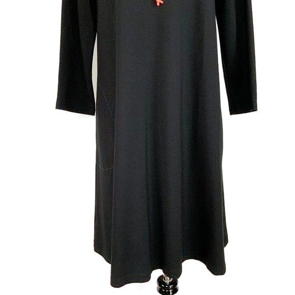 J McLaughlin Black Ponte Knit A-Line Flare Long Sleeve Dress Size Large - Picture 4 of 16